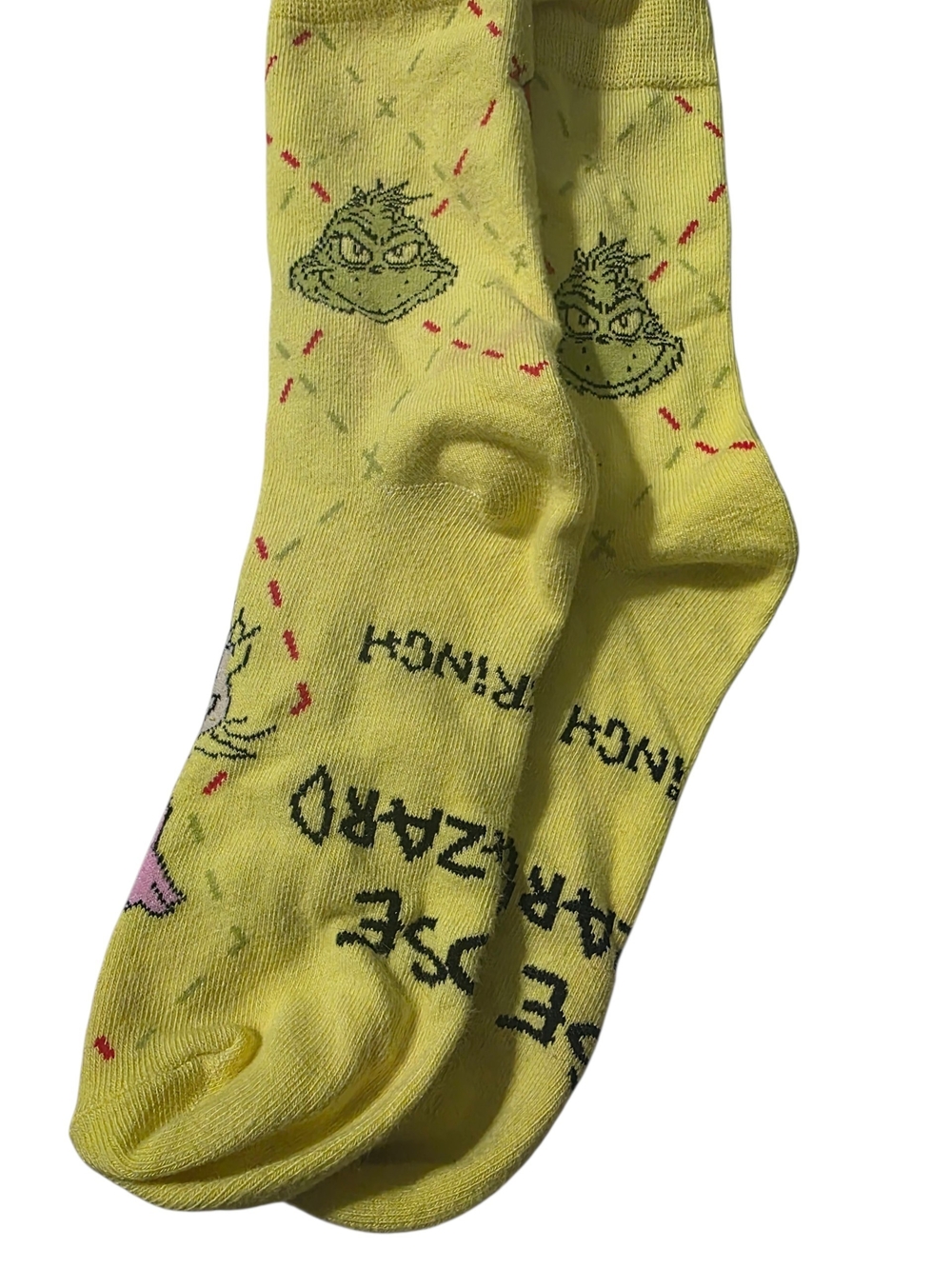 Yellow Grinch Novelty Crew Socks - Mcdonalds ! New